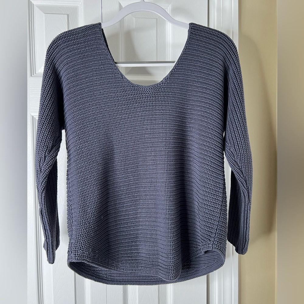 Vince Charcoal Cotton Knit Slouchy Sweater